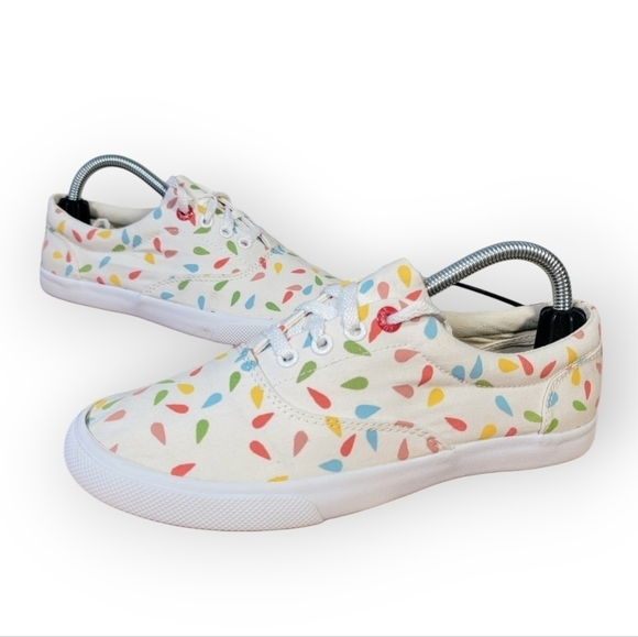 Bucketfeet Multi Color Rain Drop Print Canvas Sneakers Lace Up Size 6 - Picture 17 of 17